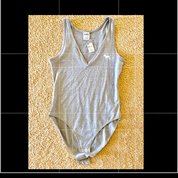 NEW PINK Victoria’s Secret Heather Gray Bodysuit. - Picture 2 of 4